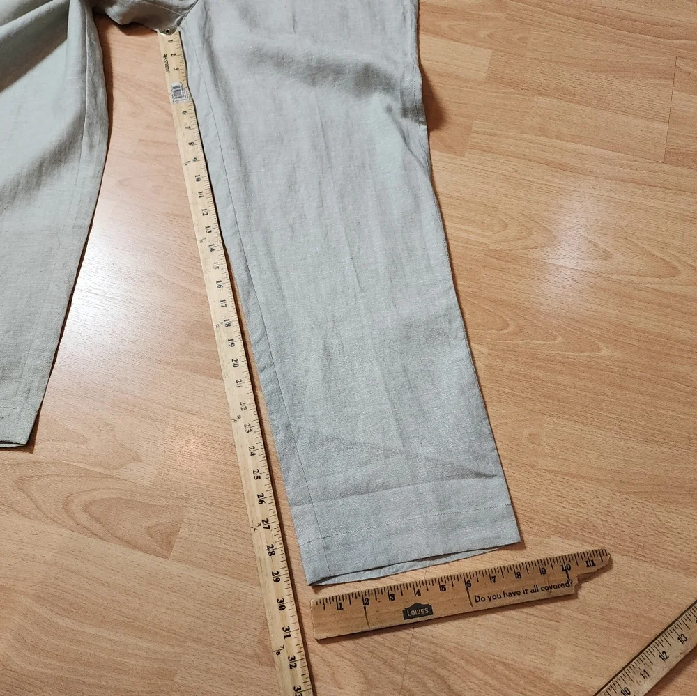 NWT Vivid 100% Linen Light Green Pants Size 40‎